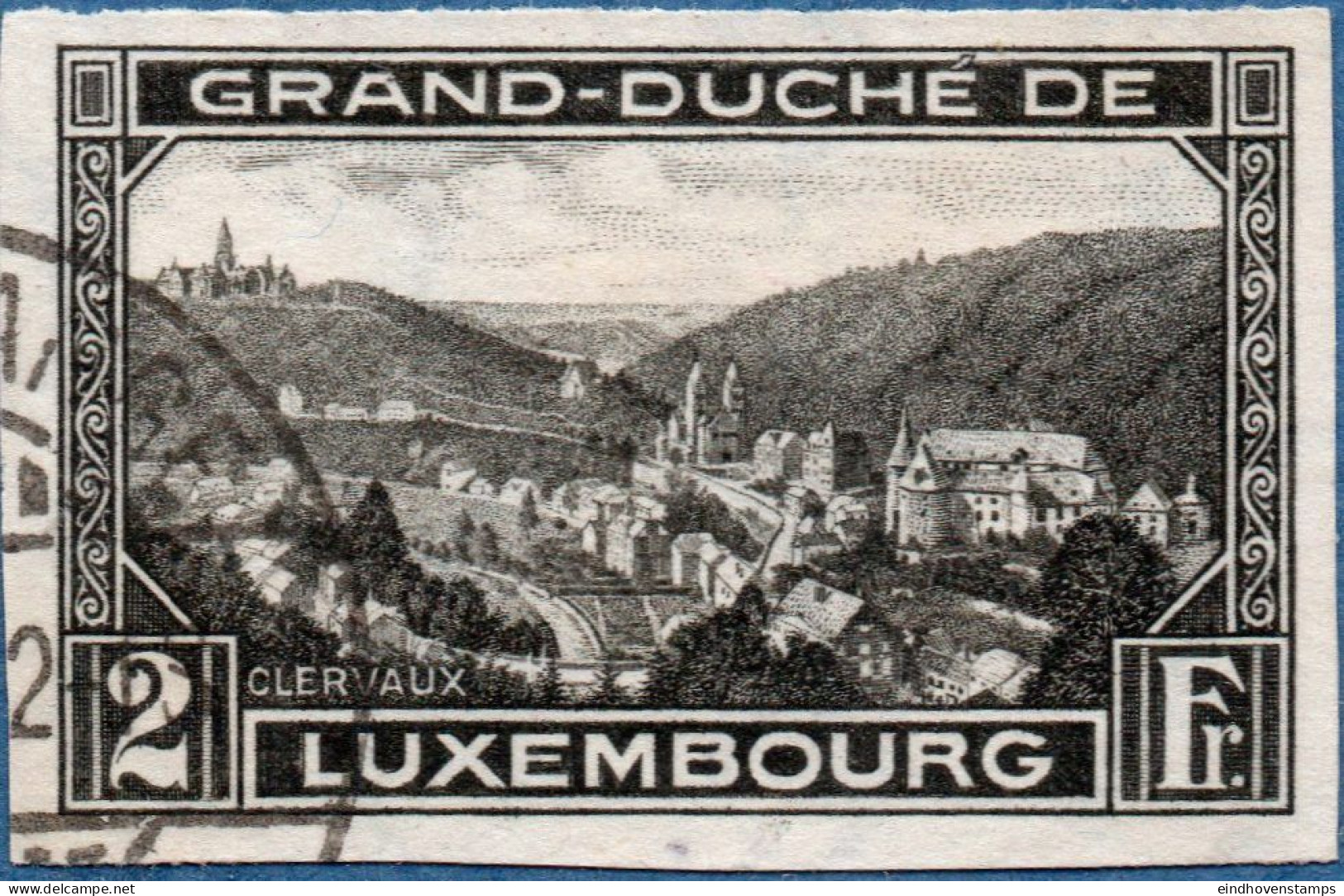 Luxemburg 1935 2 Fr View On Clercaux Imperforated 1 Value Cancelled - Used Stamps