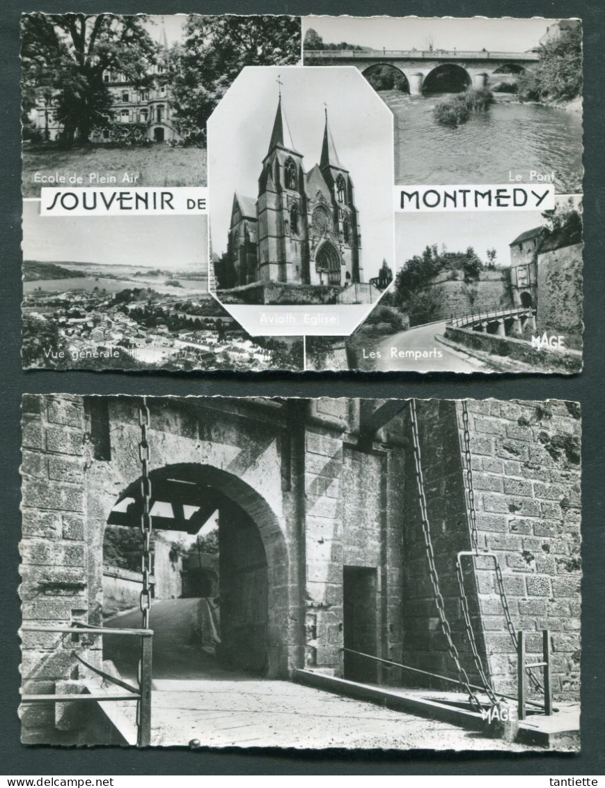 55 - MEUSE : MONTMEDY - Souvenir De.. + Pont-Levis De Vauban (2 CPSM Vierges) - Montmedy