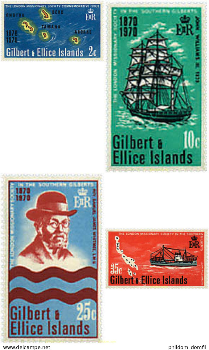 43690 MNH GILBERT Y ELLICE 1970 CENTENARIO DE LA LLEGADA A LAS ISLAS GILBERT DE LA SOCIEDAD MISIONERA DE LONDRES - Gilbert- En Ellice-eilanden (...-1979)