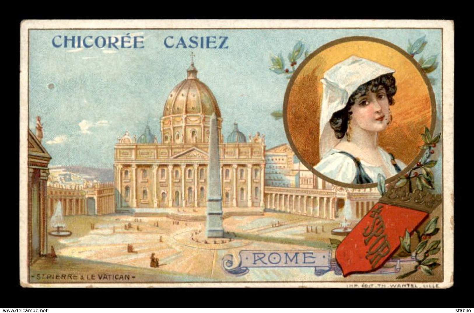 CHROMOS - CHICOREE CAZIER , CAZIER-BOURGEOIS FABRICANT A CAMBRAI (NORD)- ROME - FORMAT  11 X 6.8 CM - Andere & Zonder Classificatie