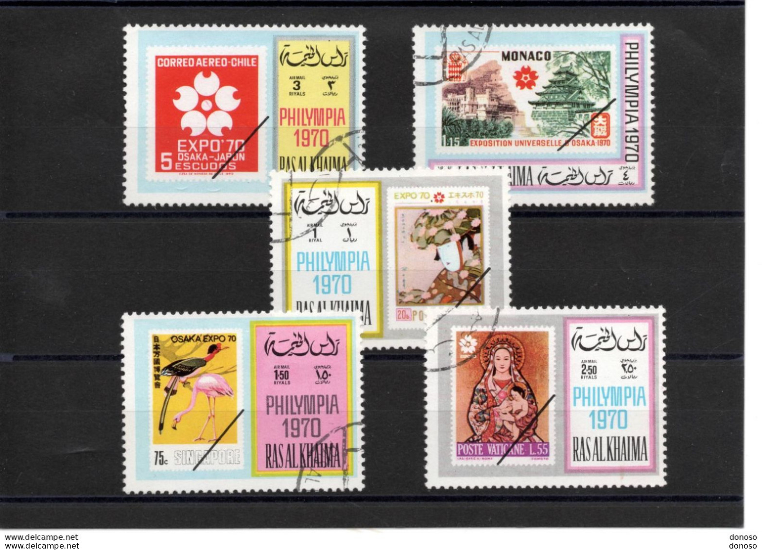 RAS AL KHAIMA 1970 Expostion Universelle D'Osaka, Timbres Sur Timbres Yvert PA 53 Oblitéré - Ras Al-Khaimah