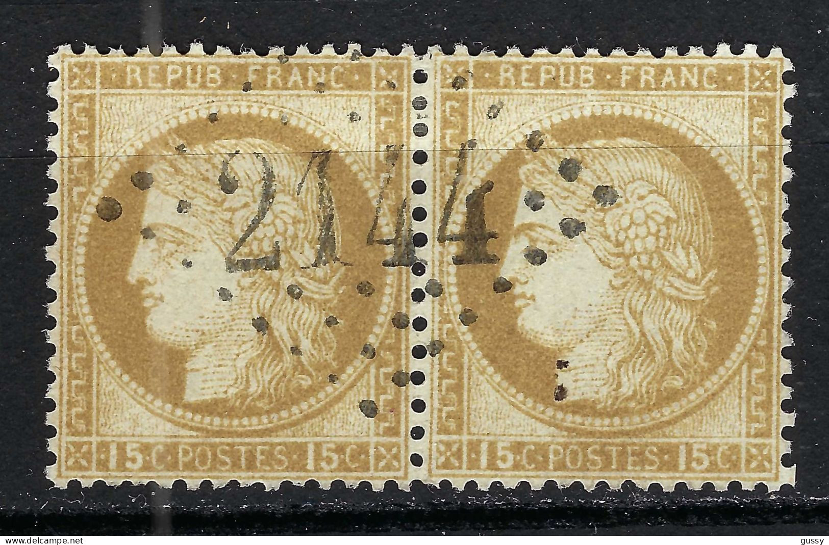 FRANCE Classique, B Obl. GC Des Villes Sur TP Isolés: GC 2144 (Luzy,4) Sur Paire De Y&T 55 - 1871-1875 Ceres