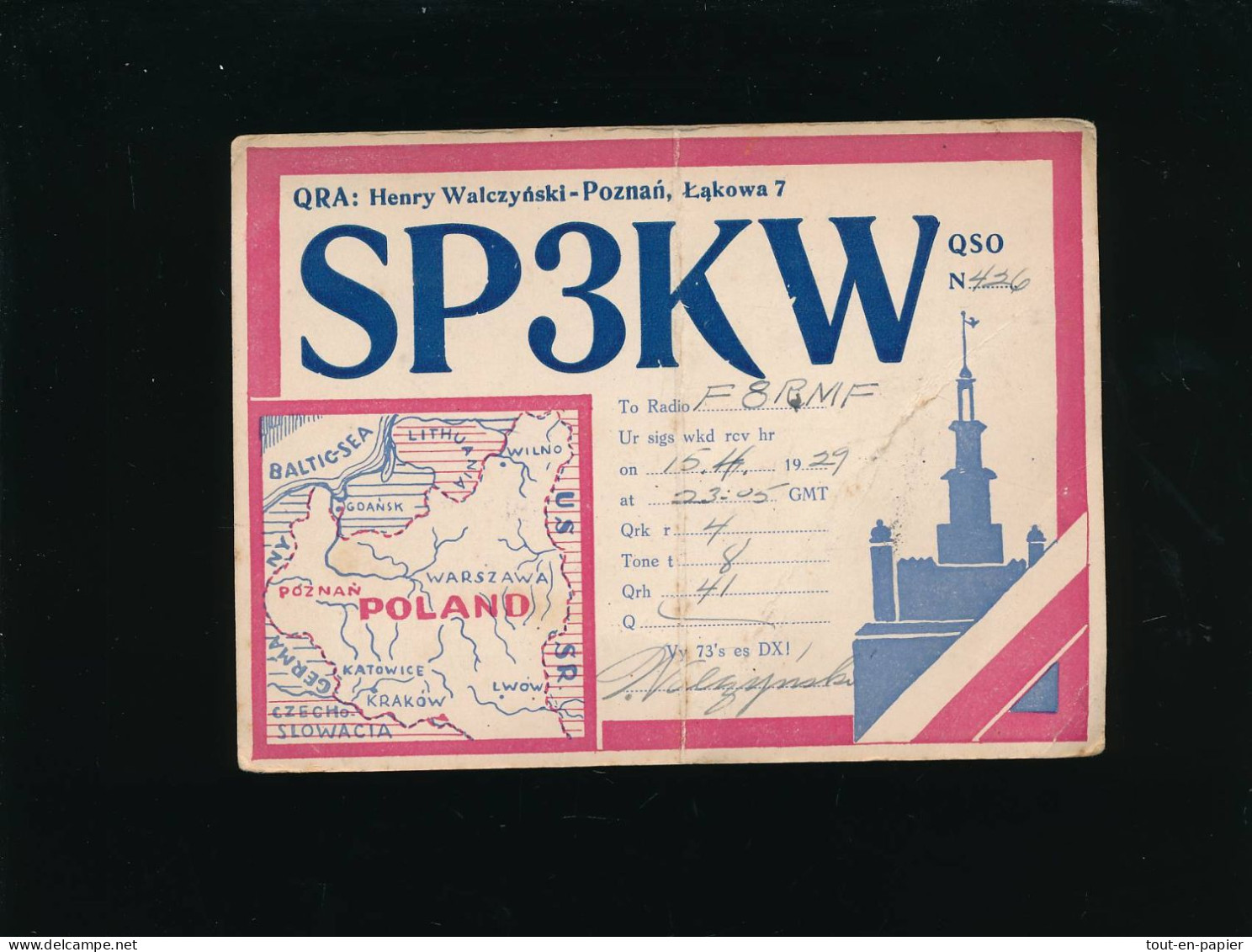 QSL Carte Radio - 1929 -QRA Henry Walczynski Poznan Poland Pologne  SP3KW - Radio-amateur