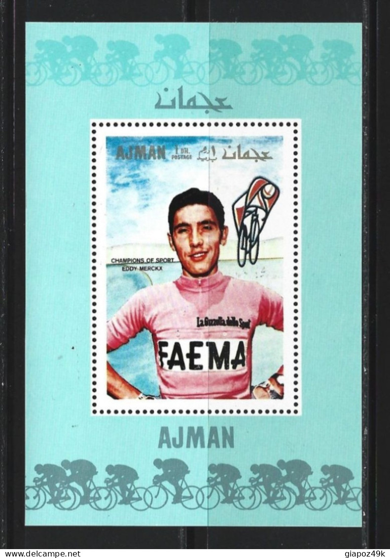 ● AJMAN 1969 ֍ Ciclismo ֍ BF ** Dentellato ● Eddy Merckx ● Cycling  Vélo ● Faema ● Lotto N. D 77 ● - Adschman