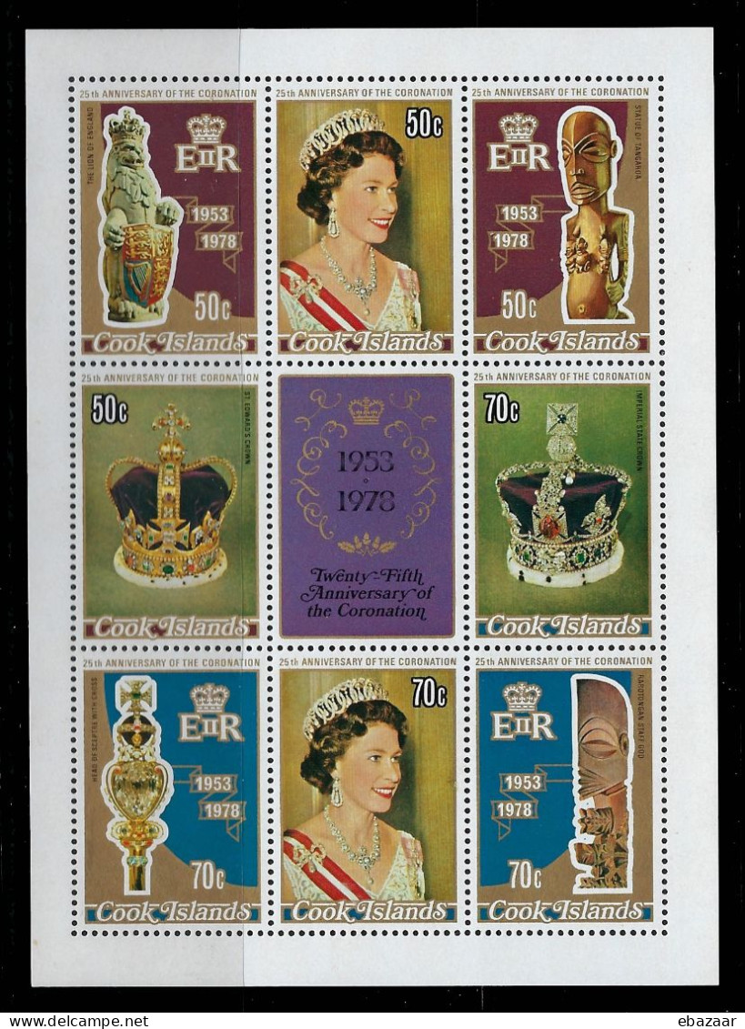 Cook Islands 1978 Royalty, Kings & Queens Of England, Queen Elizabeth II, Silver Jubilee Stamps Sheet MNH - Cook