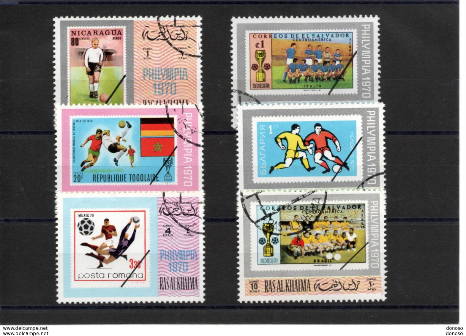 RAS AL KHAIMA 1970 FOOTBALL, Timbres Sur Timbres Yvert PA 57-58 Oblitéré Cote Yv 3,50 Euros - Ras Al-Khaimah