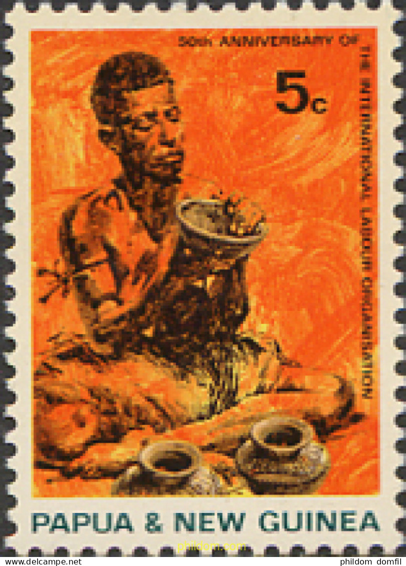 231118 MNH PAPUA NUEVA GUINEA 1969 50 ANIVERSARIO DE LA ORGARNIZACION INTERNACIONAL DE TRABAJO - Papouasie-Nouvelle-Guinée