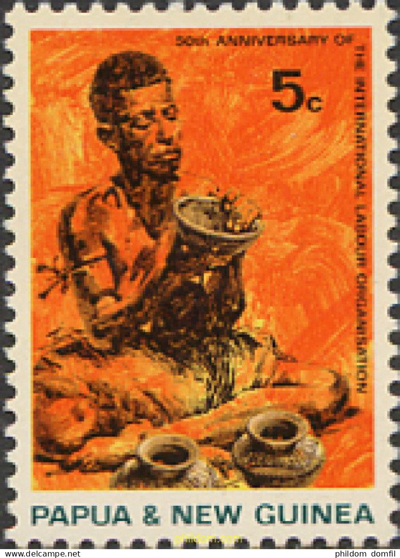 231118 MNH PAPUA NUEVA GUINEA 1969 50 ANIVERSARIO DE LA ORGARNIZACION INTERNACIONAL DE TRABAJO - Papouasie-Nouvelle-Guinée