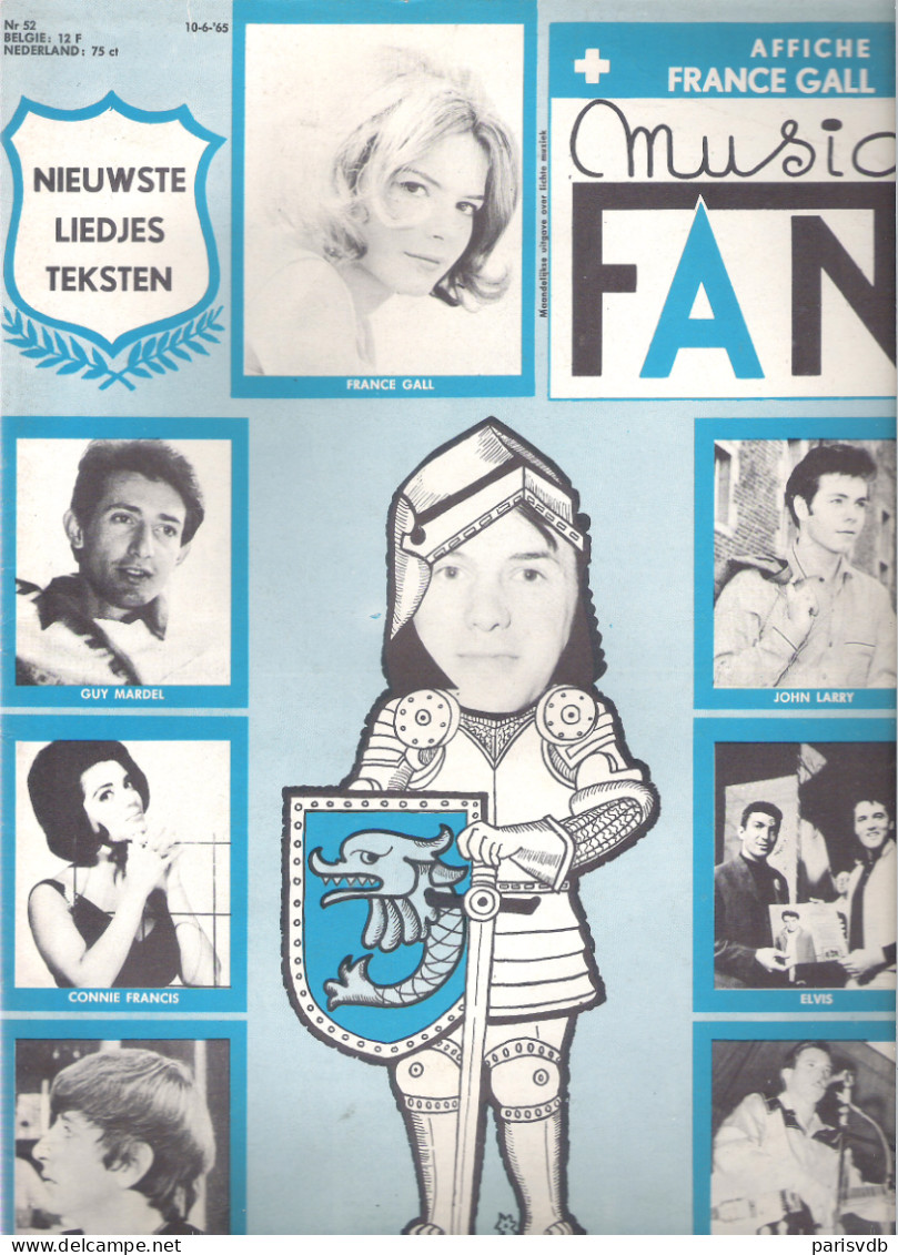 MUSIC-FAN  NR 52 VAN  10 JUNI 1965  - FRANCE GALL -ADAMO - JOHN LARRY -. NEDERLANDS  (MF 52 ) - Autres & Non Classés