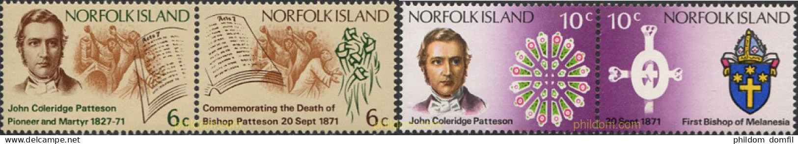 274268 MNH NORFOLK 1971 CENTENARIO DE LA MUERTE DE JOHN COLEREDGEPATTESON - Norfolk Island