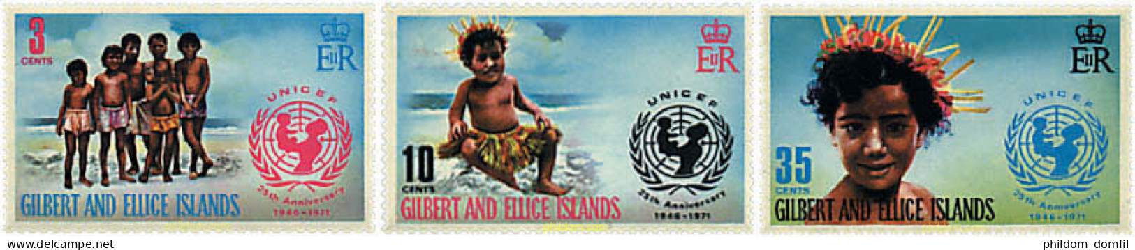 43691 MNH GILBERT Y ELLICE 1971 25 ANIVERSARIO DE LA UNICEF - Îles Gilbert Et Ellice (...-1979)