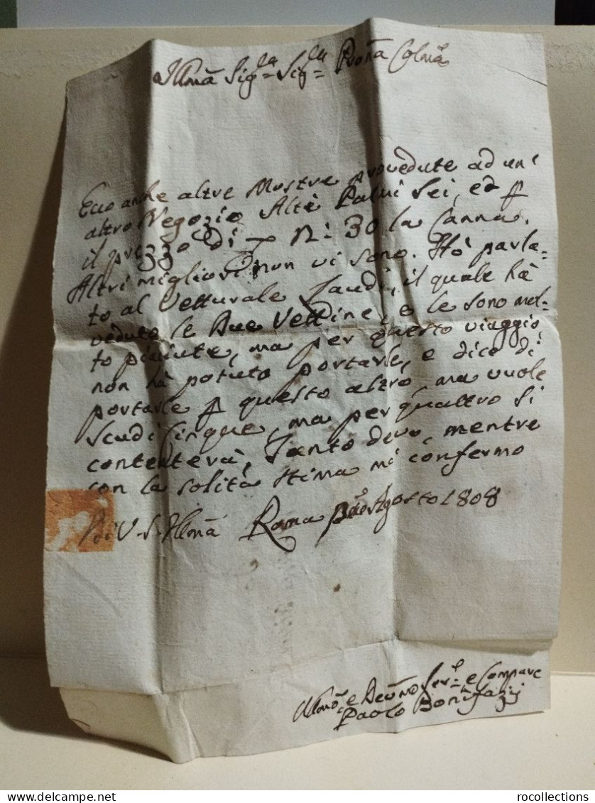 Italy Old Letter Store Fabric Samples. Lettera Con Mostre Stoffa Negozi Roma. A Veroli 1808 - Zonder Classificatie