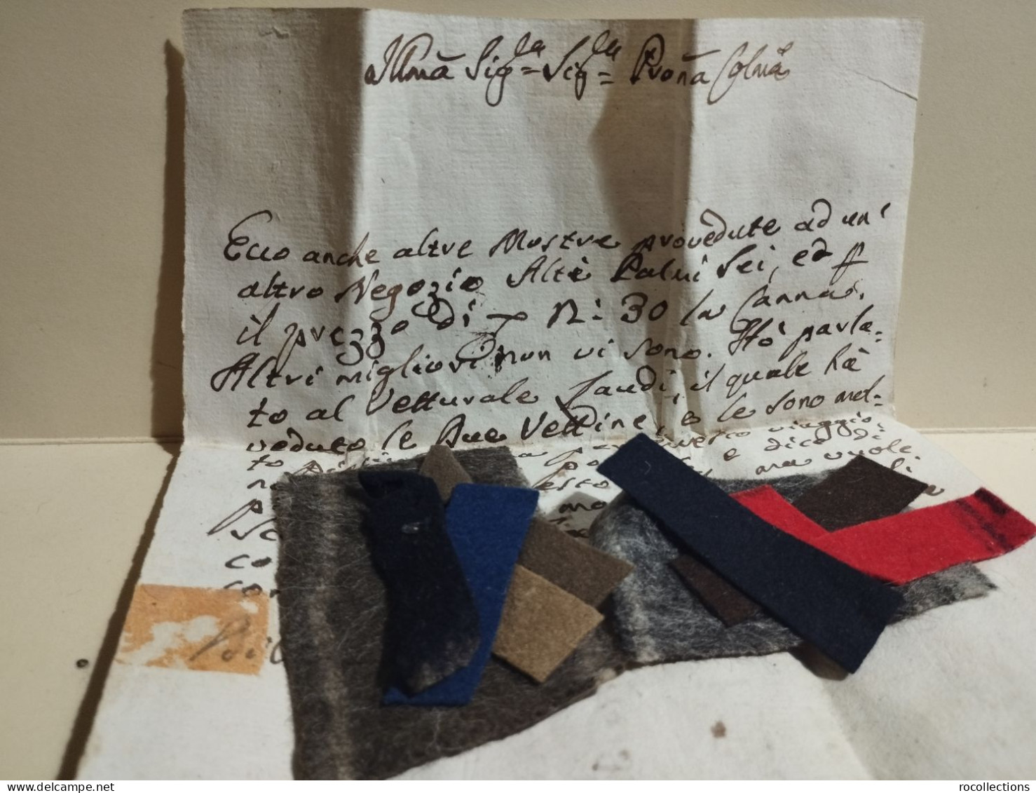 Italy Old Letter Store Fabric Samples. Lettera Con Mostre Stoffa Negozi Roma. A Veroli 1808 - Ohne Zuordnung