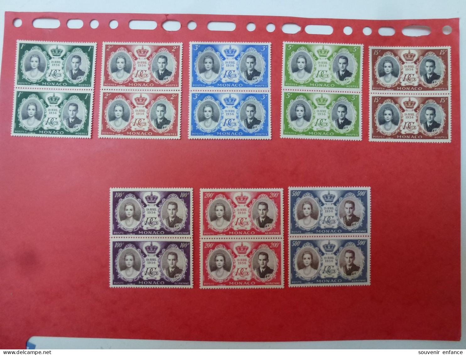 Lot Monaco 1950 Prince Rainier III Plus Mariage Paire Neuf ** Poste Aérienne Mariage 19 Avril 1956 - Unused Stamps