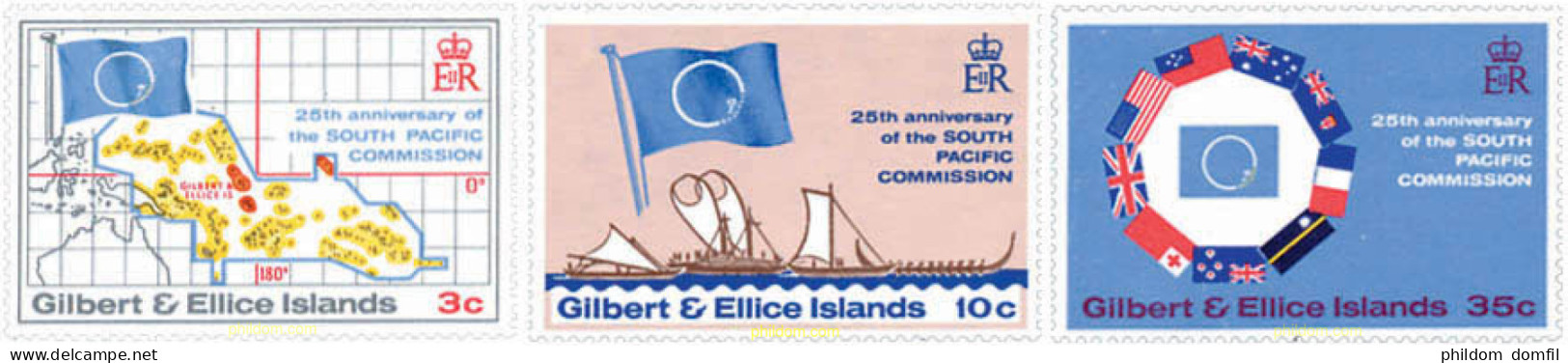 43697 MNH GILBERT Y ELLICE 1972 25 ANIVERSARIO DE LA COMISION DEL PACIFICO SUR - Gilbert & Ellice Islands (...-1979)