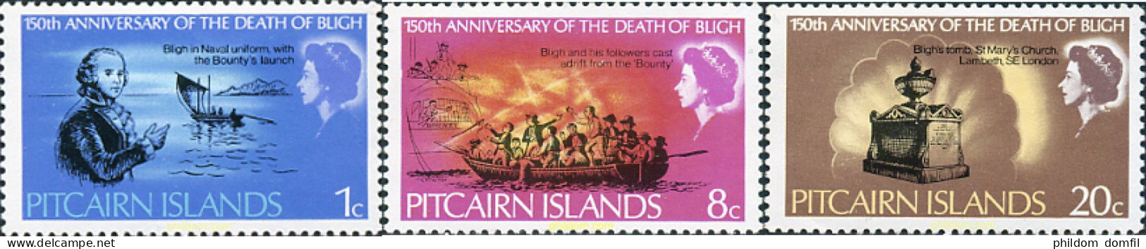 221266 MNH PITCAIRN Islas 1967 150 ANIVERSARIO DE LA MUERTE DEL ALMIRANTE BLIGH - Pitcairneilanden