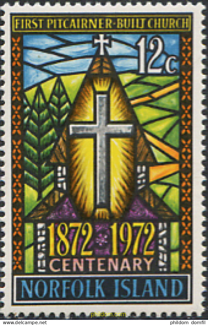 274269 MNH NORFOLK 1972 CENTENARIO DE LA CONSTRUCCION DE LA PRIMERA IGLESIA POR LOS COLONOS DE PITCAIRN - Isola Norfolk