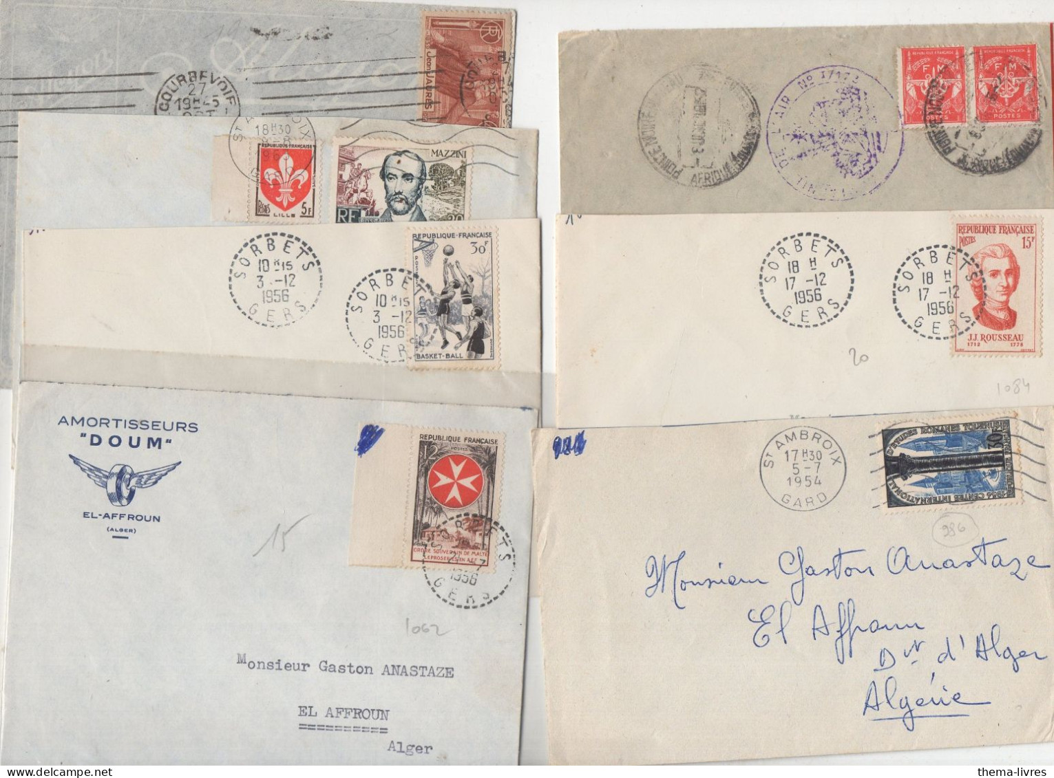 Lot De  7   Enveloppes Avec Timbres Français Années 30 à 50  (PPP47353) - 1921-1960: Période Moderne