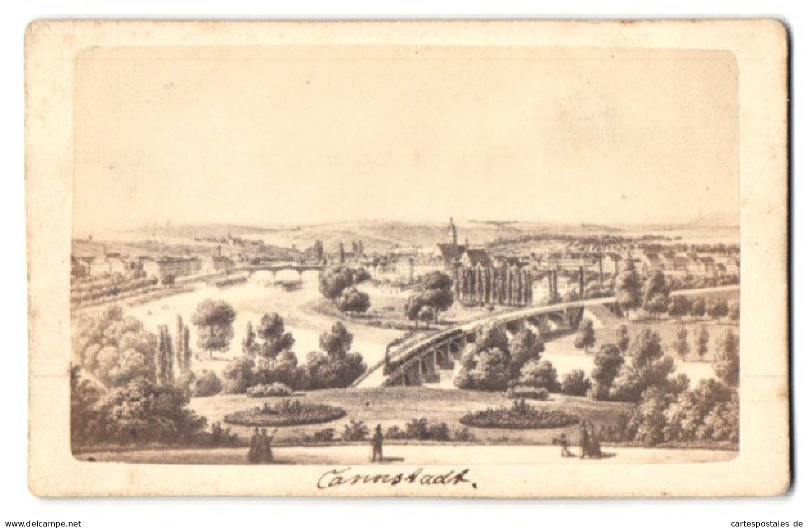 Fotografie Eminger, Ansicht Cannstatt, Panorama Mit Eisenbahnbrücke  - Places
