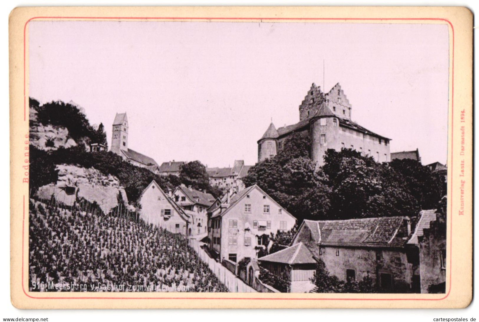 Fotografie Lautz, Darmstadt, Ansicht Meersburg / Bodensee, Gasthof Zum Wilden Maan, Burg & Weinberg  - Places