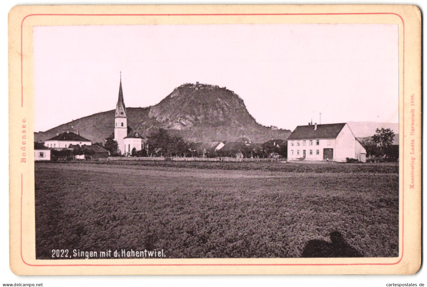 Fotografie Lautz, Darmstadt, Ansicht Singen / Bodensee, Ortsansicht Mit Kirche Und Hohentwiel  - Places