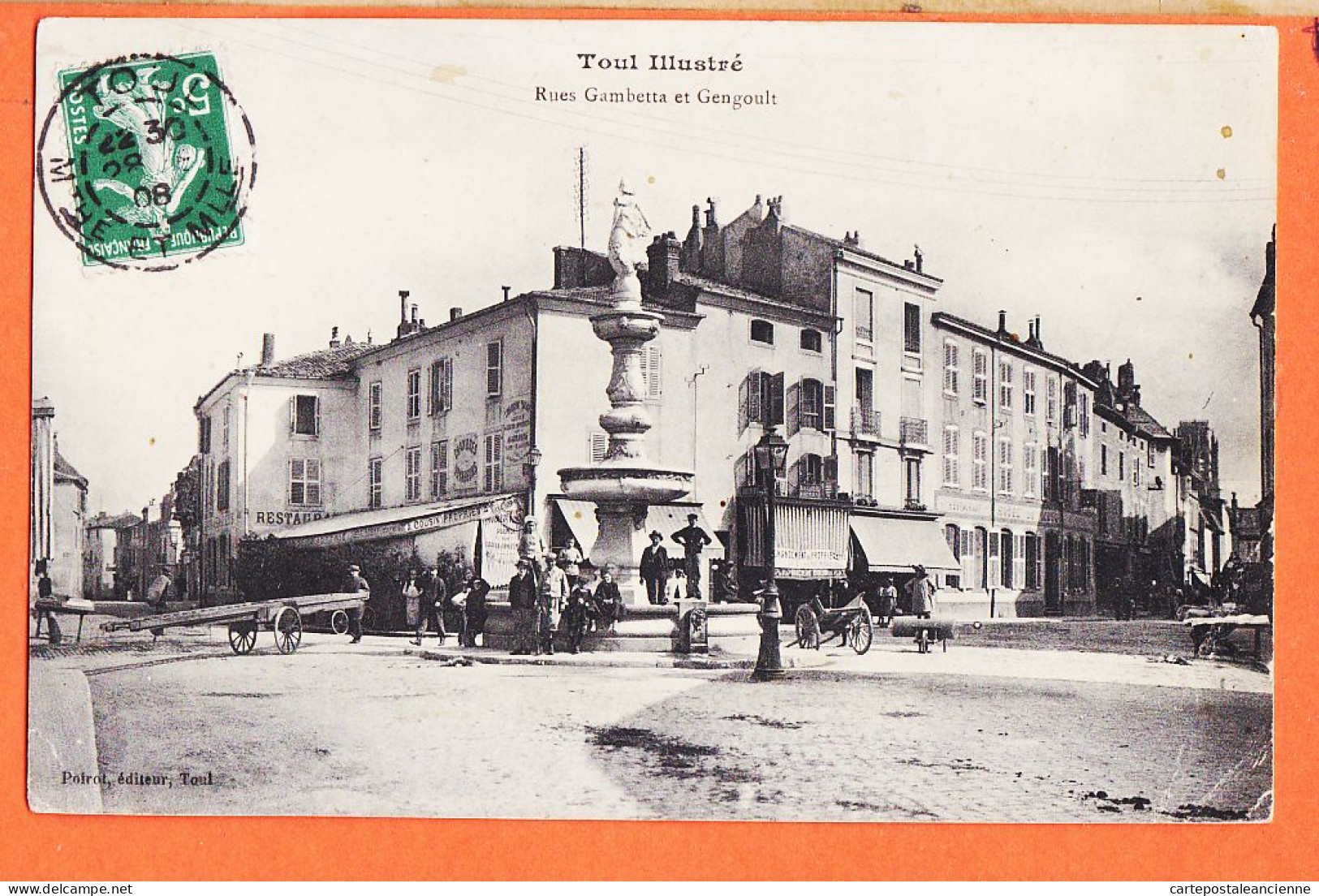 30965 / TOUL (54) Rue GAMBETTA Et GENGOULT Fontaine CUREL 1908 à COMBES 89 Asile Convalscents Saint-Maurice Edit POIROT - Toul