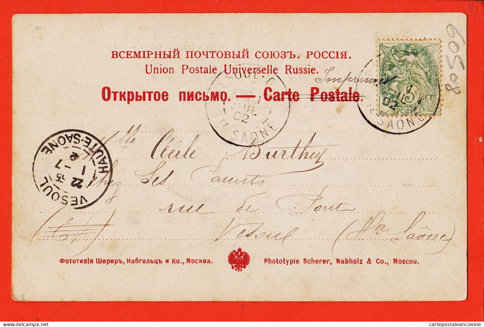 30920 / ⭐ ◉ MOSCOU Grand Théatre Imperial МОСКВА Императорский Большой Театр 1902 à Cecile BURTHEY Vesoul SCHERER 120 - Rusland