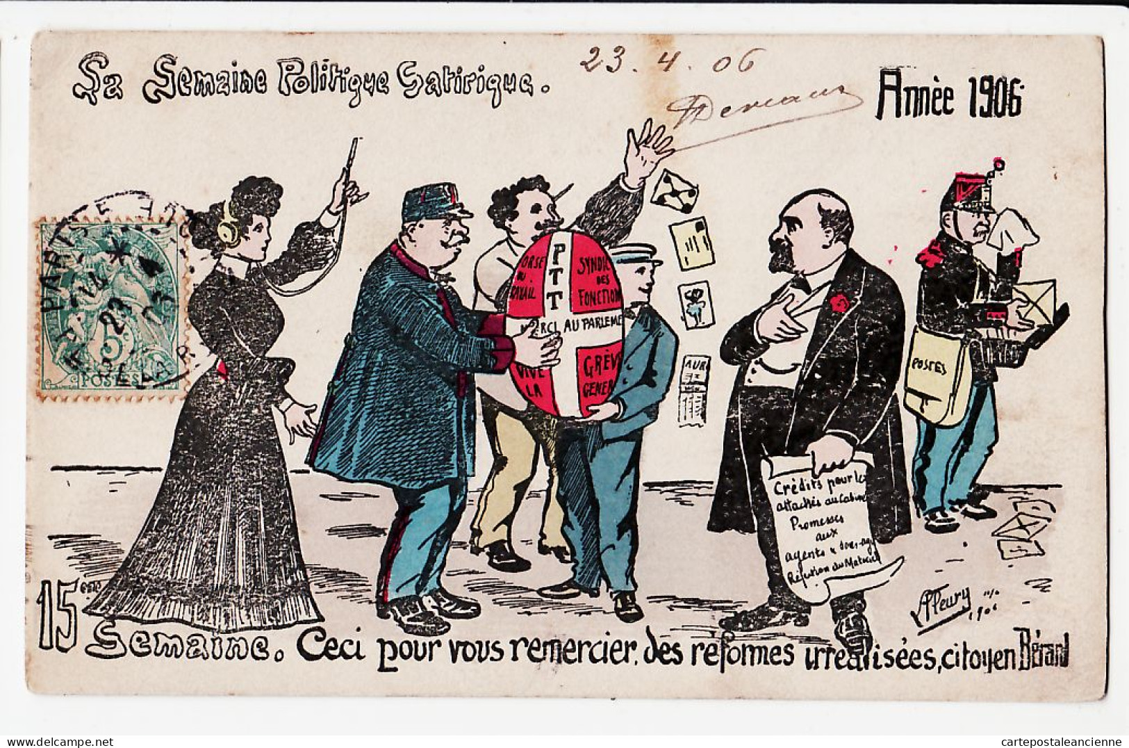 30917 / FLEURY 15em Semaine 1906 Politique Satirique FALIERES BERARD Greve PTT-ROCHE Galerie Montmartre Panorama Paris - Satirical