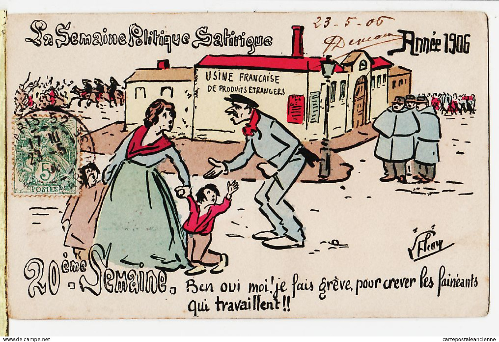 30914 / FLEURY 20e Semaine Politique Satirique Année 1906 Usine Française Produits Etrangers à ROCHE Galerie St Mars - Satirical