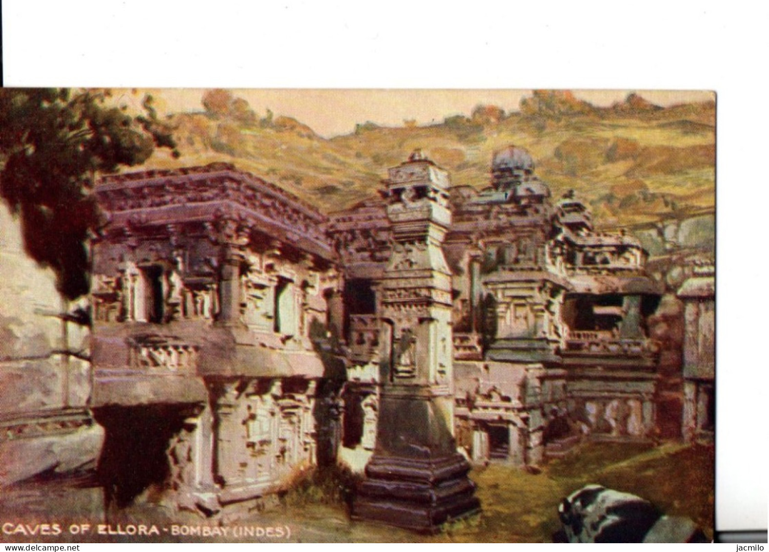 CAVES OF ELLORA - BOMBAY  (INDES) -  Inde.   Illustration.  En Parfait état.  Voir 2 SCANS - Inde