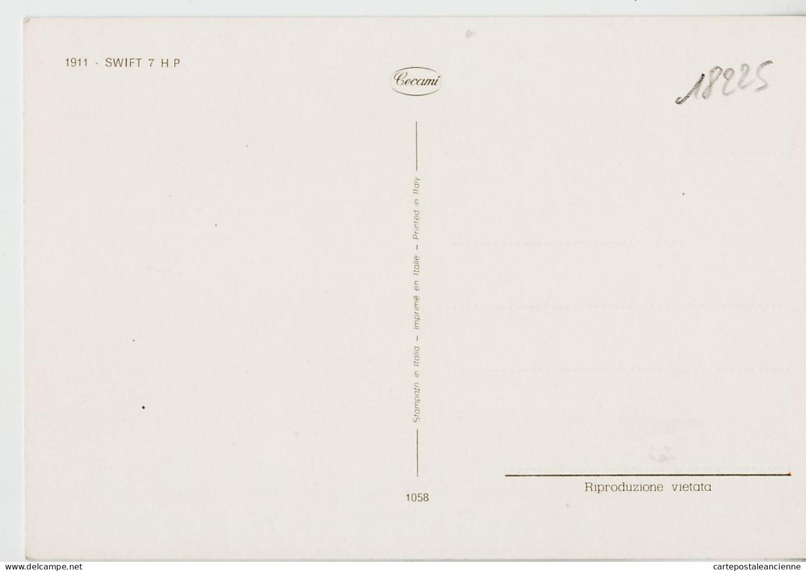 30748 / UK England Touring Car ( Coventry)  SWIFT 7 H.P. Single Cylinder Mono Cylindre Model 1911 CECAMI 1058 - Passenger Cars