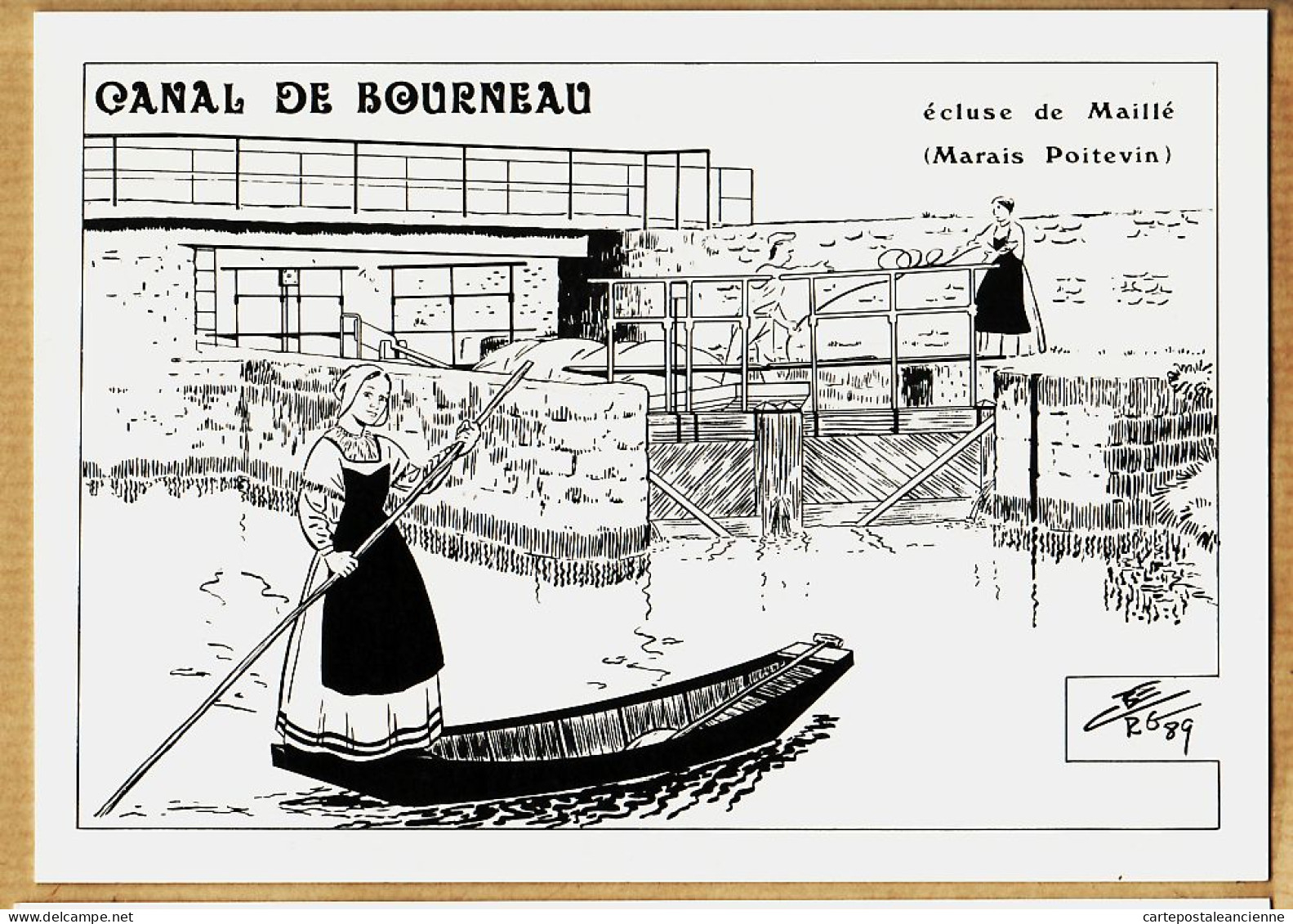 30664 / Peu Commun Autographe BERG N°4-Gabarre SEVRE CANAL BOURNEAU Ecluse MAILLE 85-Vendée BELLES ECLUSIERES  - Other & Unclassified