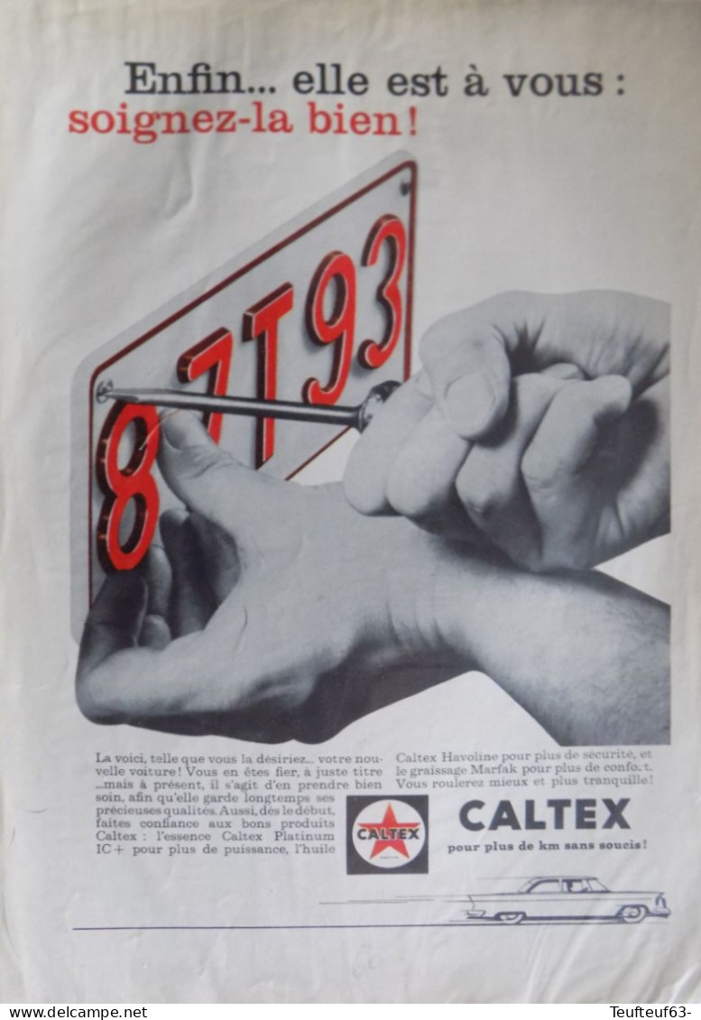Publicité De Presse ; Huile Moteur Automobilr Caltex - Advertising