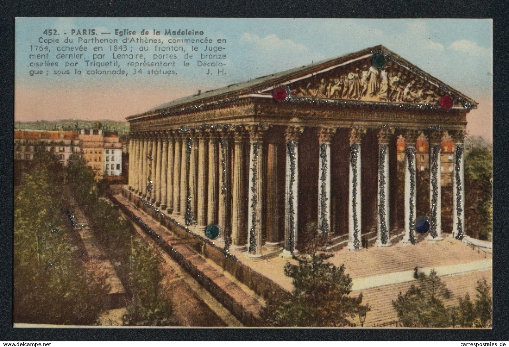 AK Paris, Église De La Madeleine, Mit Glitzersteinen  - Otros & Sin Clasificación