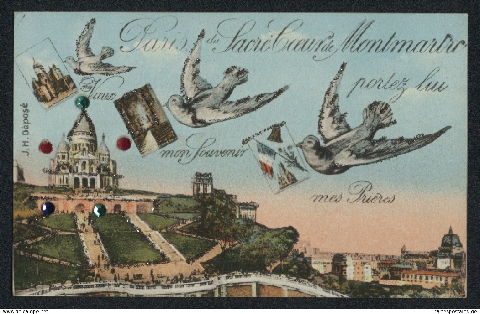AK Paris, Sacré-Coeur De Montmartre, Mit Glitzersteinen  - Other & Unclassified