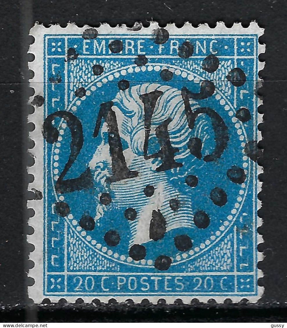 FRANCE Classique, B Obl. GC Des Villes Sur TP Isolés: GC 2145A (Lyon,1) Sur Y&T 22 - 1862 Napoléon III