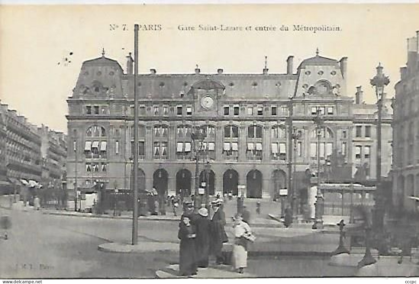 CPA Paris Gare Saint-Lazare Et Entrée Du Métropolitain - Distretto: 08