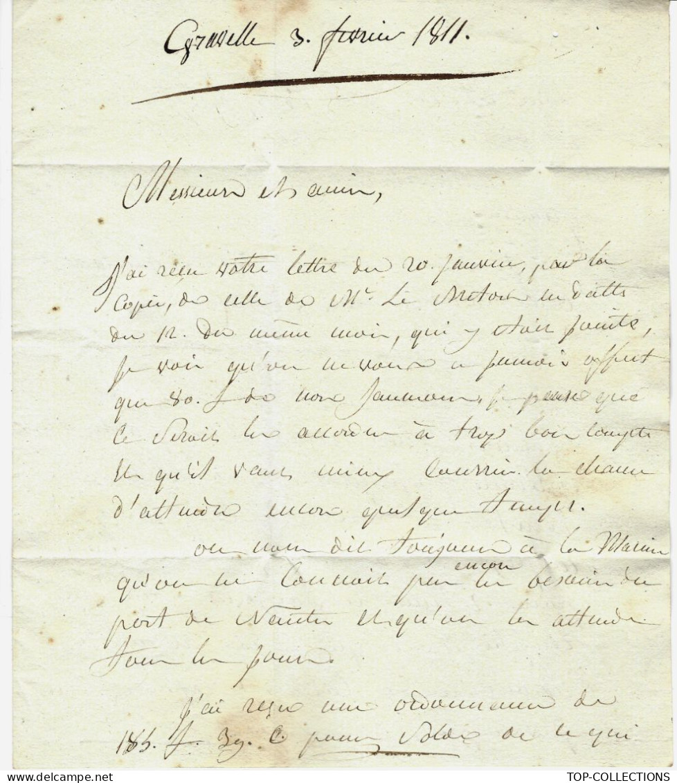 1811 Etrechy M.P. " 72 ETRECHY"  Bazouin Maitre De Forge => Forges De Port Brillet  Laval MAYENNE Saumon Marine NANTES - 1800 – 1899