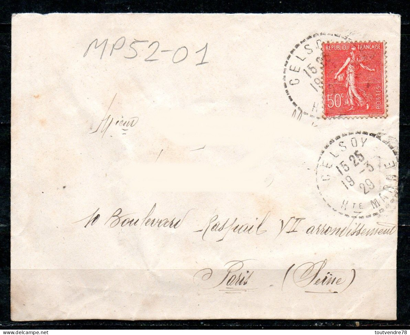 MP52-01 : Dept 52 (Haute-Marne) CELSOY 1929 > Cachet Type B4 - Handstempels