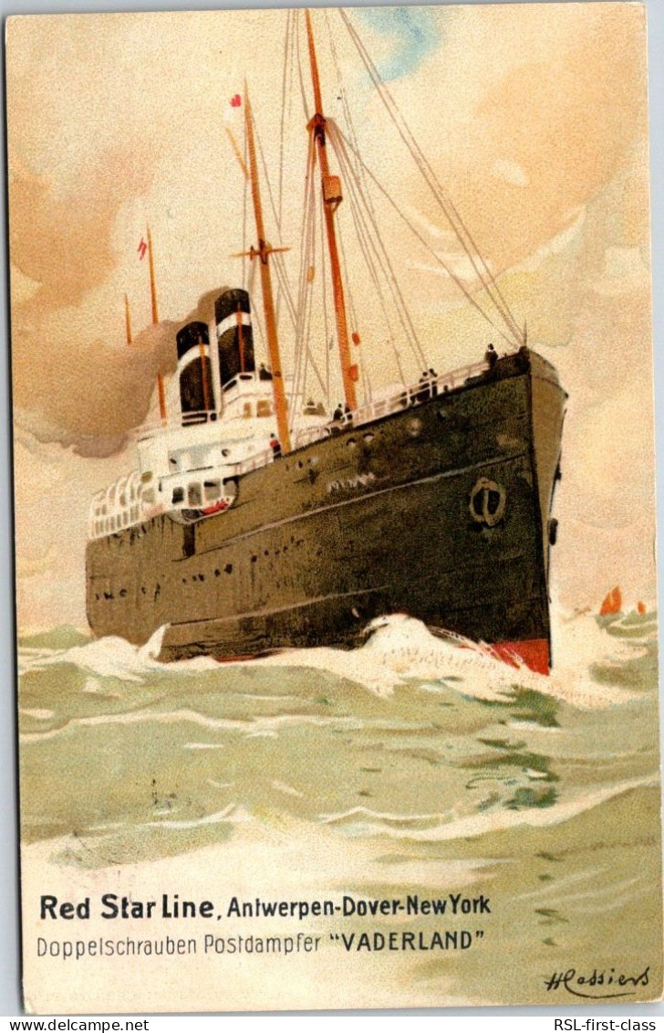 Vaderland Doppelschrauben Postdampfer, Red Star Line, From Serie Steamers Paintings Without Logo, By H. Cassiers - Steamers