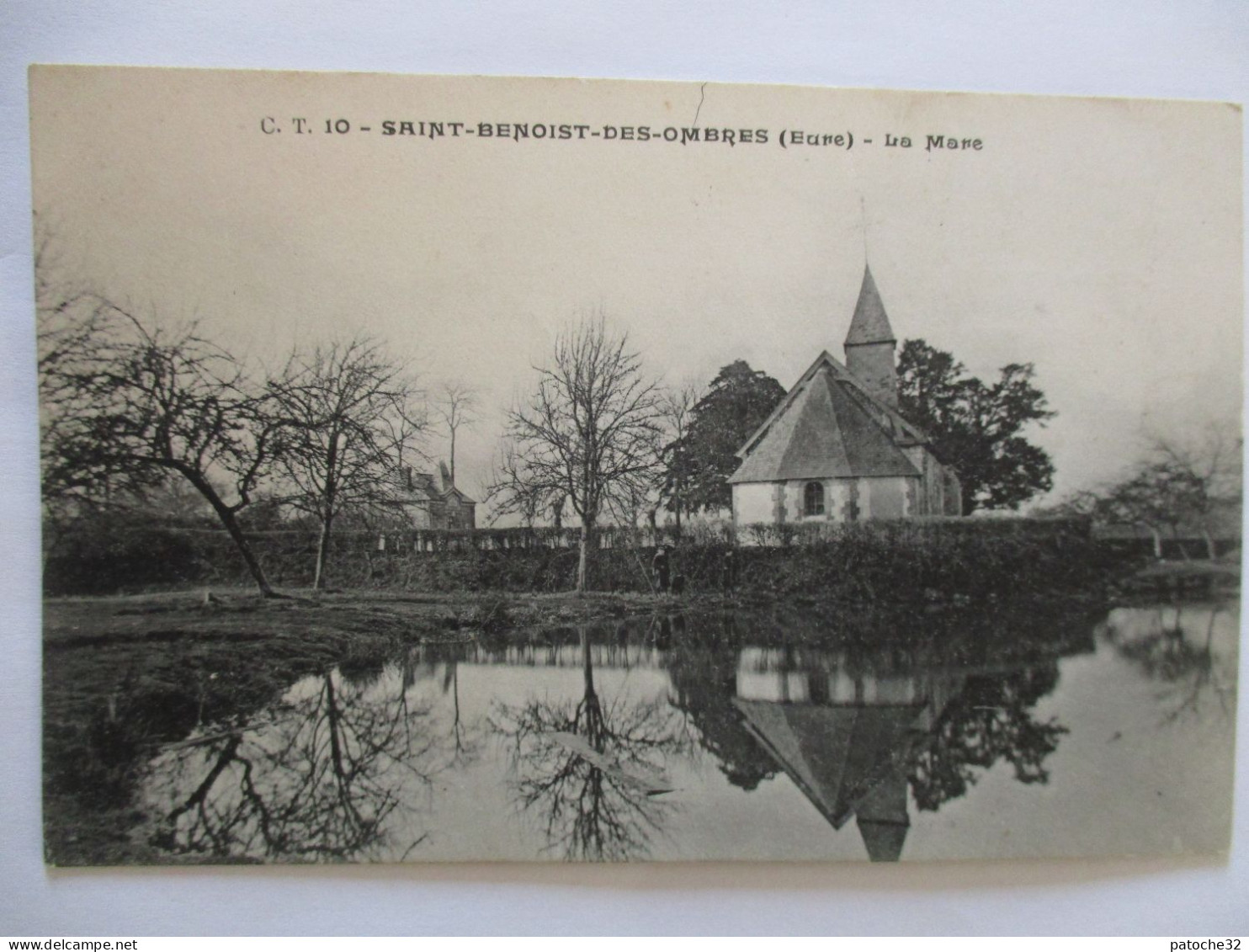 Cpa...Saint-Benoit-des-Ombres...(Eure)...la Mare...(l'église)...1907... - Altri & Non Classificati
