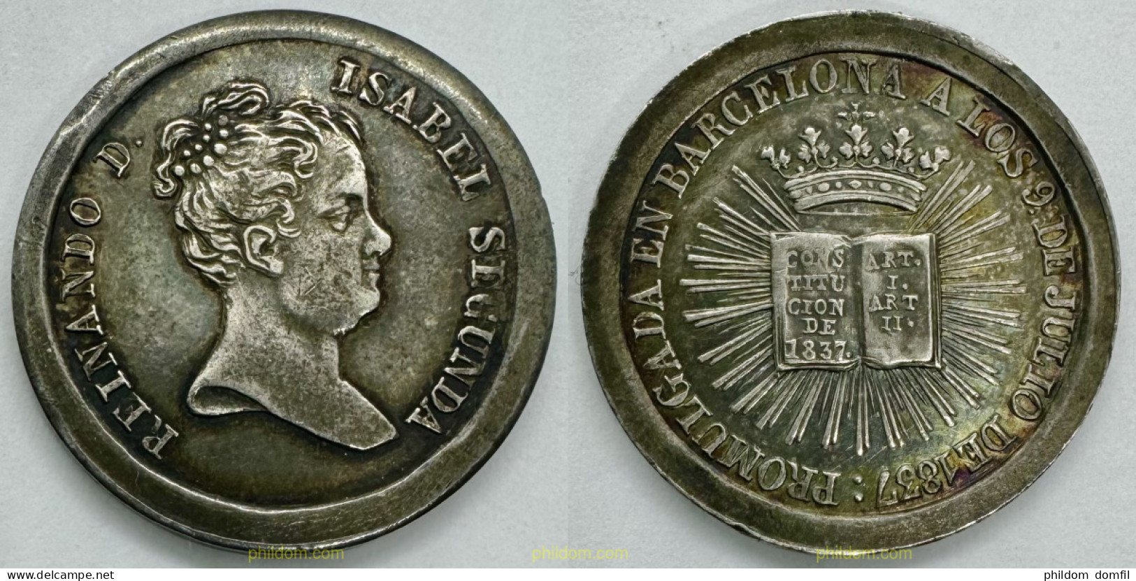 3920 ESPAÑA 1837 1837 ISABEL II BARCELONA - PROMULGACION DE LA CONSTITUCION - Collections