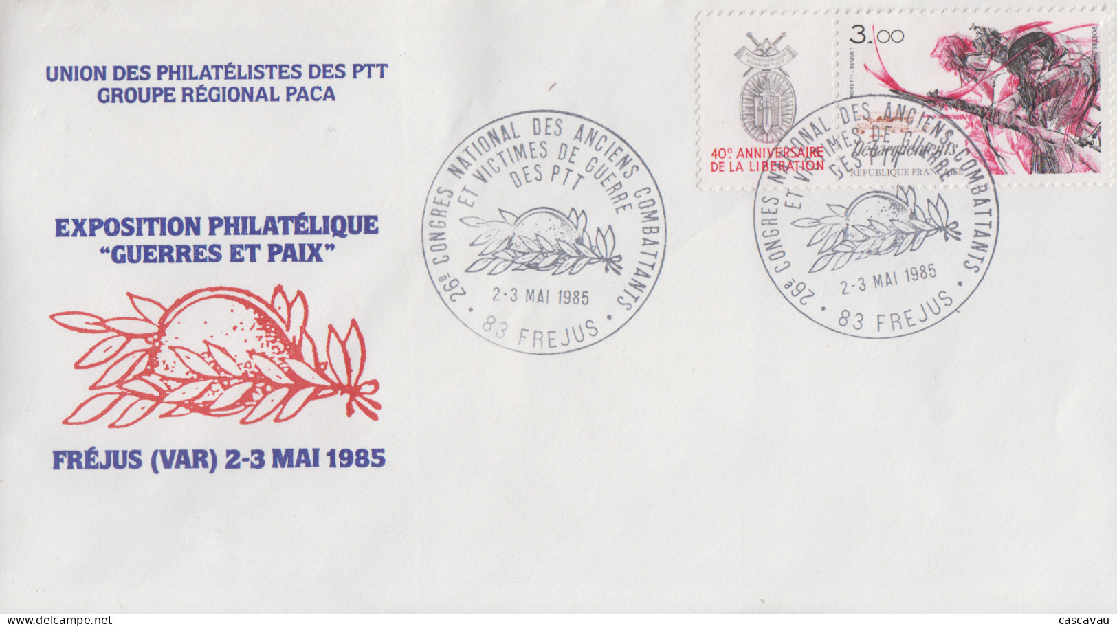 Enveloppe   FRANCE   26éme  Congrés  National  Des  Anciens  Combattants    FREJUS   1985 - Commemorative Postmarks