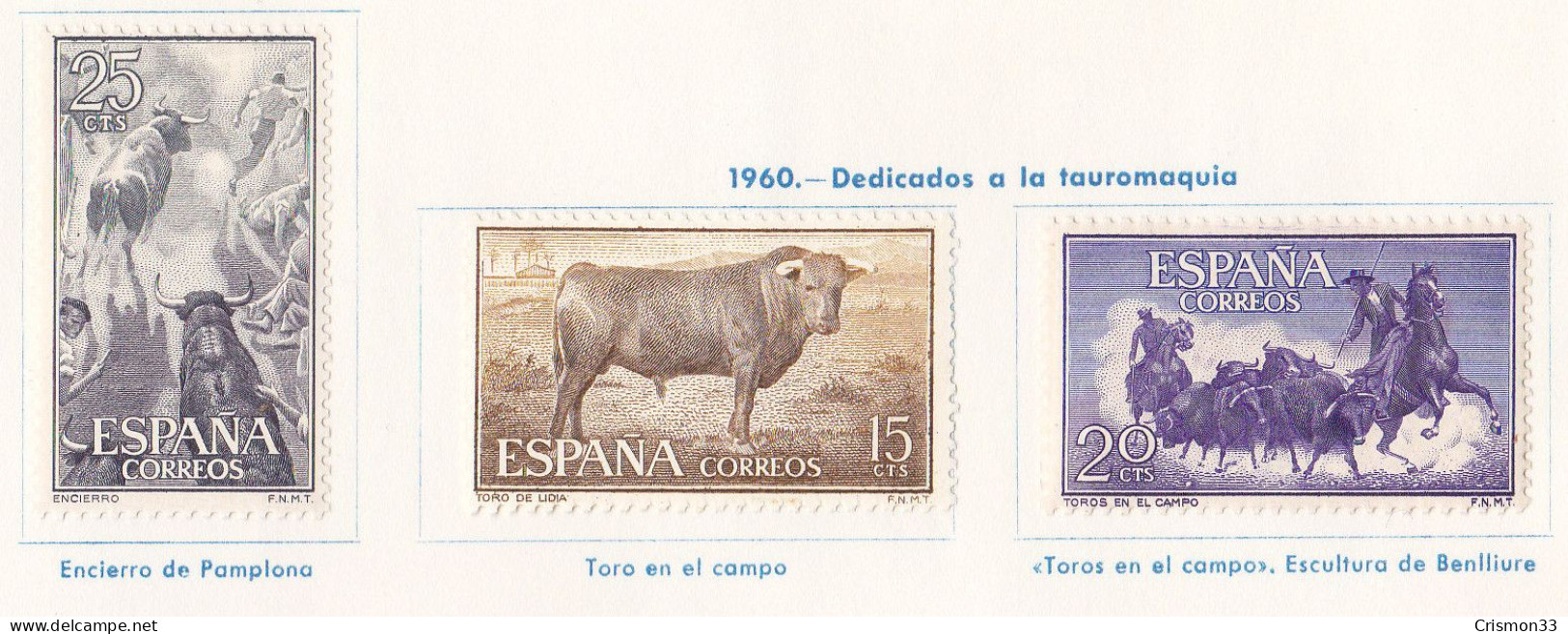 1960 - ESPAÑA - FIESTA NACIONAL TAUROMAQUIA -  EDIFIL 1254,1255,1256 NUEVOS CON CHARNELA - Nuevos