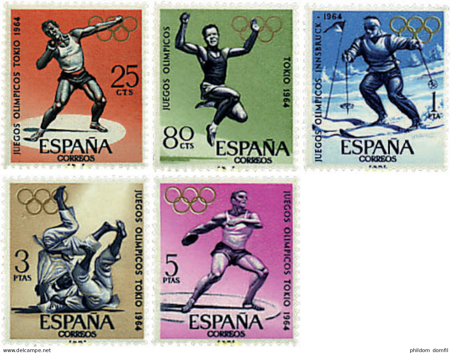 84602 MNH ESPAÑA 1964 18 JUEGOS OLIMPICOS VERANO TOKIO 1964 - 9 JUEGOS OLIMPICOS INVIERNO INNSBRUCK 1964 - Neufs