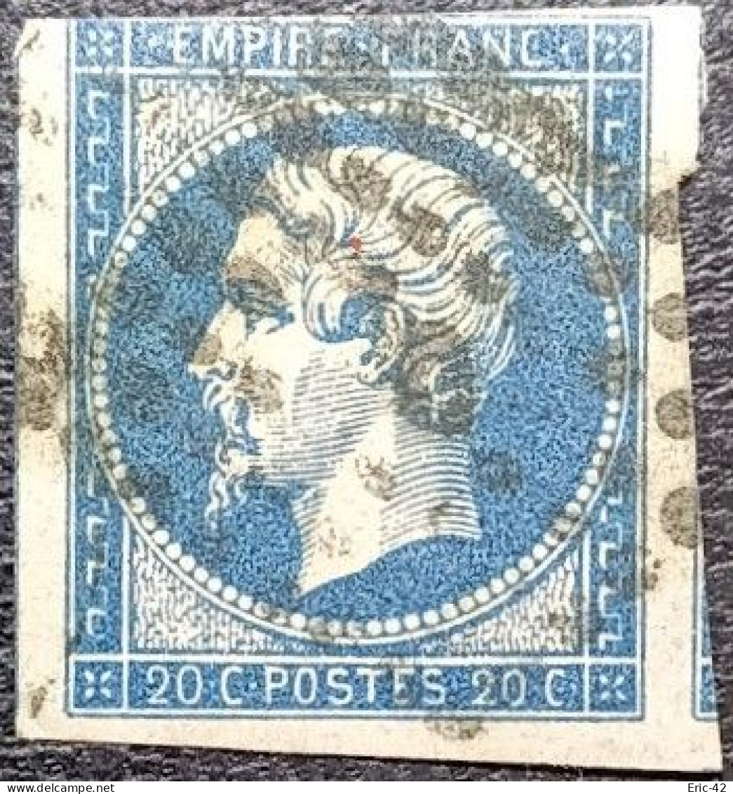 FRANCE Y&T N°14A Napoléon 20c Bleu. Oblitéré Losange Bureaux De Paris Lettre D - 1853-1860 Napoléon III