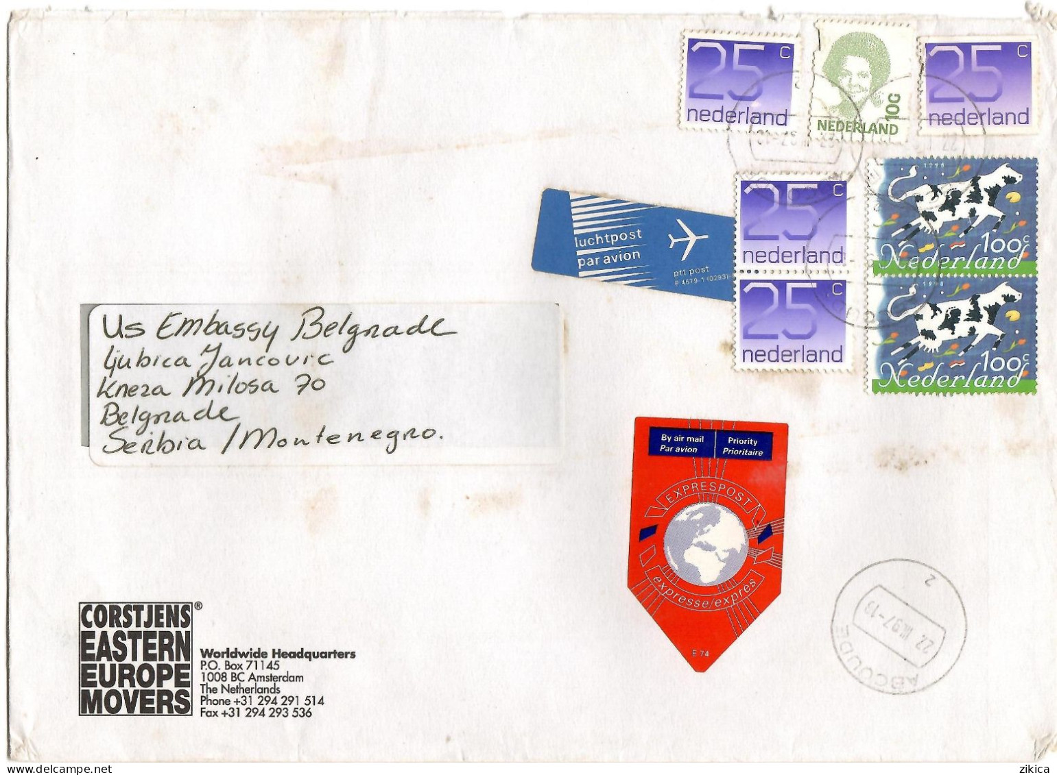 Netherlands BIG COVER 1997 EXPRES / EXPRESSE Letter Via Macedonia - Covers & Documents