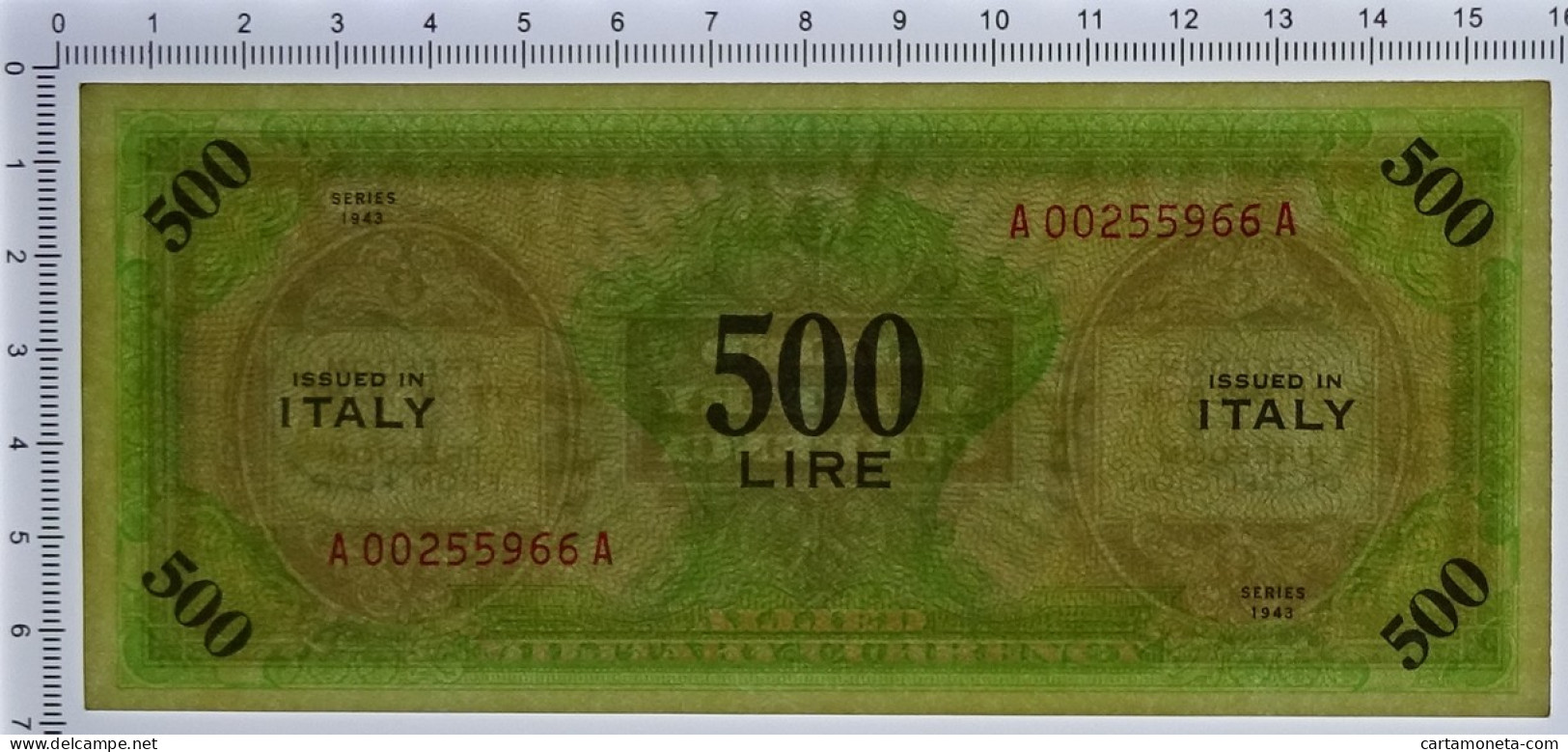 500 LIRE OCCUPAZIONE AMERICANA IN ITALIA MONOLINGUA BEP 1943 SUP+ - Occupation Alliés Seconde Guerre Mondiale