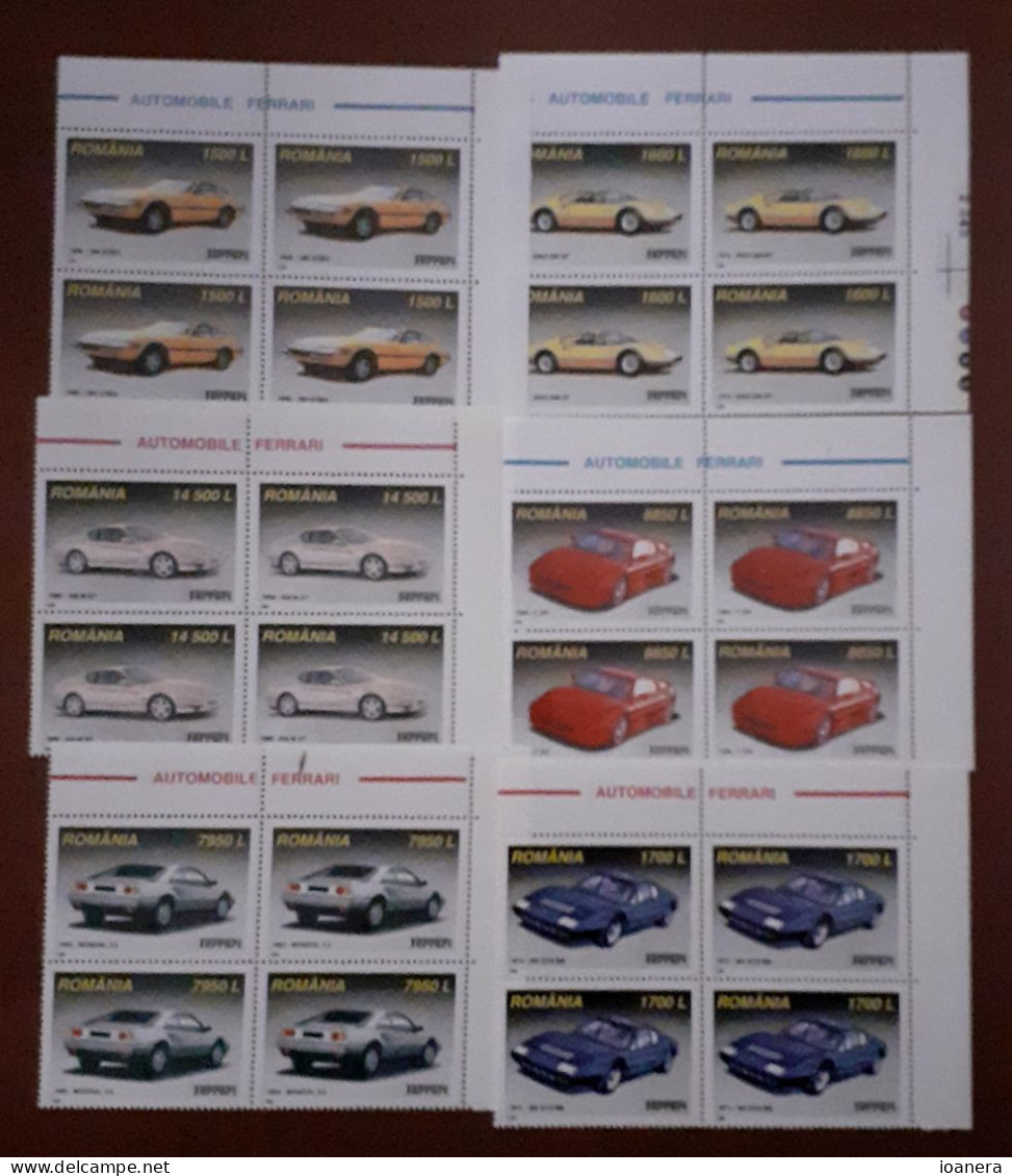 Romania 1999 - Ferraris , Block Of 4 , MNH , MI. 5450-5455 - Neufs