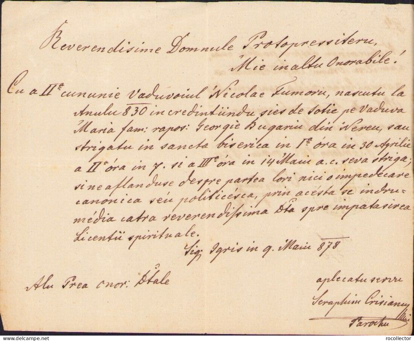 Licență De Căsătorie, 1878, Igriș, Județul Timiș A2512N - Collezioni